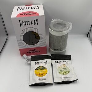 Happy Wax Signature Wax Warmer Flame-Free No-Scrape Melting Dish Gray 2 Wax Pack